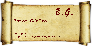 Baros Géza névjegykártya