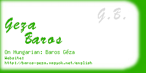 geza baros business card